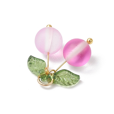 5Pcs 5 Colors Dyed Frosted Synthetic Moonstone Cherry Pendants PALLOY-TA00255-1