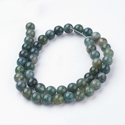 Natural Moss Agate Bead Strands G-G735-62-8mm-1