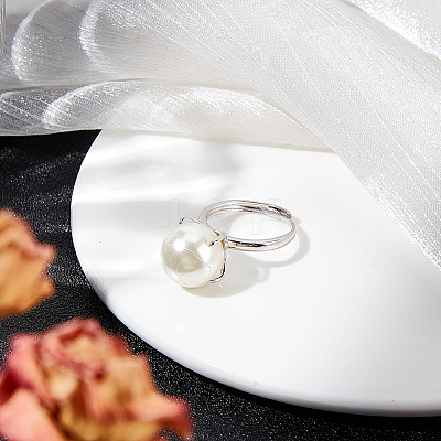 1Pc Adjustable Rhodium Plated Sterling Silver Finger Ring Components STER-BBC0006-95P-1