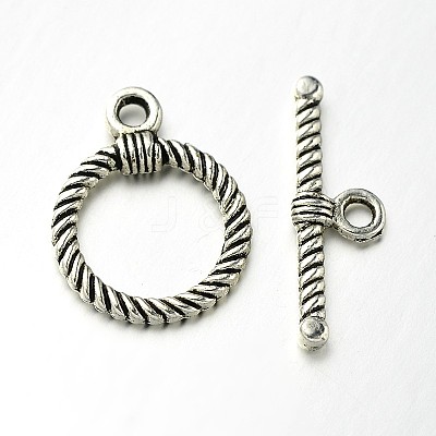 Tibetan Style Alloy Ring Toggle Clasps PALLOY-N0112-01AS-1
