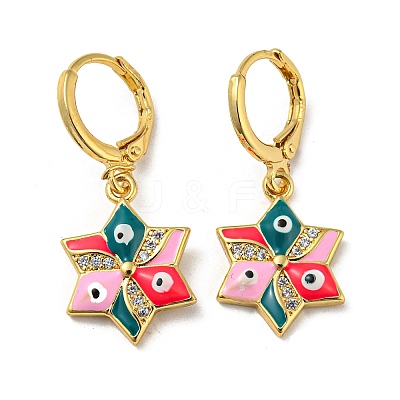 Golden Brass Dangle Leverback Earrings EJEW-A033-19G-04-1