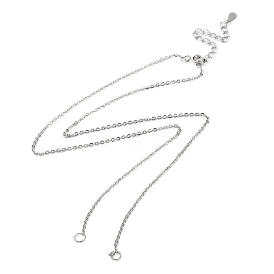 Rhodium Plated 925 Sterling Silver Cable Chains Necklace Makings STER-B001-01P-1
