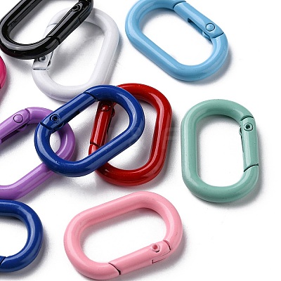 10Pcs Spray Painted Alloy Spring Gate Rings FIND-YW0001-83-1
