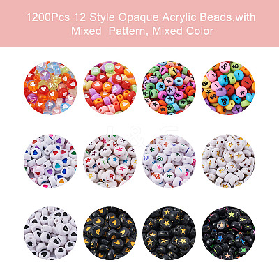 1200Pcs 12 Style Opaque Acrylic Beads MACR-PJ0001-04-1