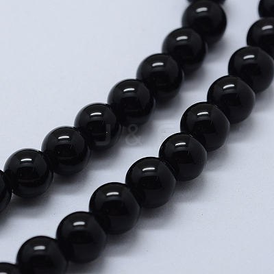 Natural Black Onyx Beads Strands X-G-P369-01-8mm-1
