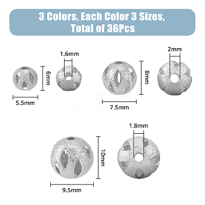 36Pcs 9 Style Rack Plating Brass Beads KK-FH0006-83-1