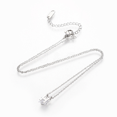 304 Stainless Steel Initial Pendant Necklaces NJEW-O118-34-1