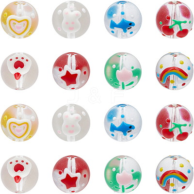 32Pcs 8 Colors Transparent Handmade Lampwork Beads LAMP-SC0001-37-1
