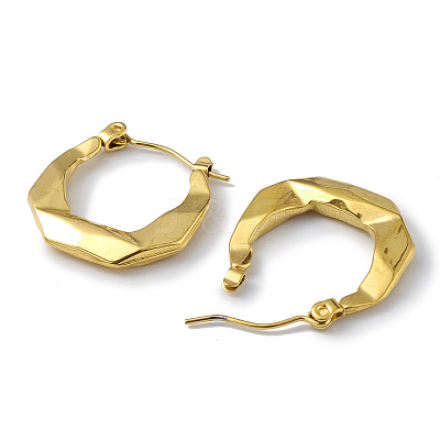 Ion Plating(IP) 304 Stainless Steel Twist Round Hoop Earrings for Women EJEW-I284-06G-1