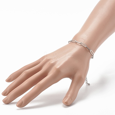 Tarnish Resistant 304 Stainless Steel Paperclip Chains Bracelet BJEW-JB06524-02-1
