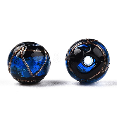 Handmade Gold Sand Lampwork Beads LAMP-T019-12mm-05-1