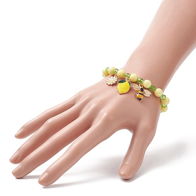 Acrylic Beaded Stretch Bracelet BJEW-JB08770-1