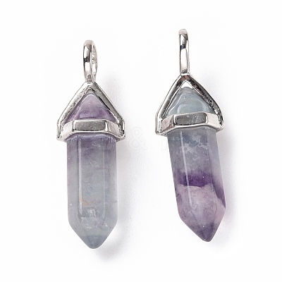 Natural Colorful Fluorite Pointed Pendants G-K329-68P-1