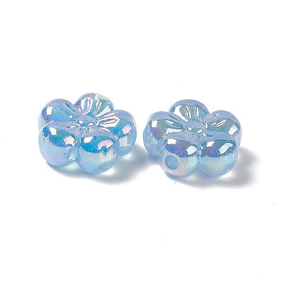 UV Plating Rainbow Iridescent Acrylic Flower Beads X-PACR-M003-10-1