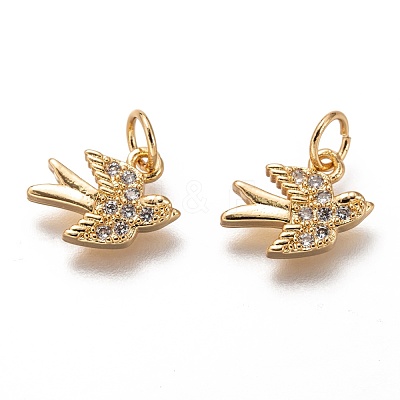 Brass Micro Pave Clear Cubic Zirconia Charms ZIRC-C020-48G-1
