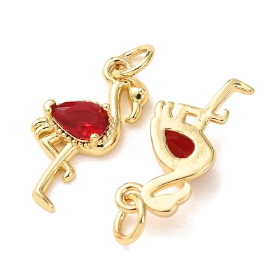 Brass Micro Pave Red Cubic Zirconia Pendants CU-E003-11G-A-1