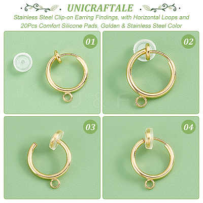 20Pcs 2 Colors 304 Stainless Steel Clip-on Earring Findings STAS-UN0039-97-1