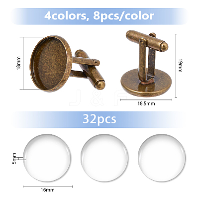 DIY Blank Dome Brass Cufflink Making Kits FIND-DC0006-76-1