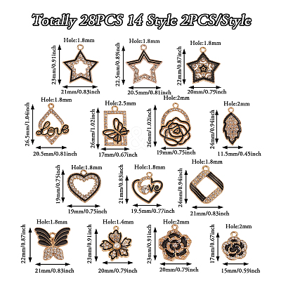 28Pcs 14 Styles Alloy Enamel Pendants FIND-TA0002-71-1
