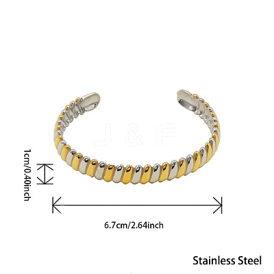 Two Tone 304 Stainless Steel Cuff Bangles for Women WG684E5-01-1