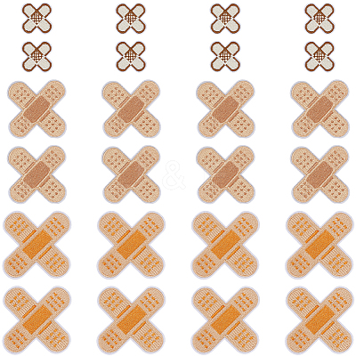 24Pcs 3 Styles Adhesive Bandage Shape Medical Theme Non-Woven Fabrics Computerized Embroidery Cloth Iron on/Sew on Patches PATC-CY0001-34-1