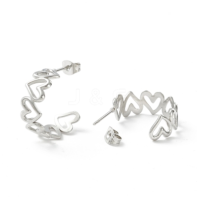 Non-Tarnish 304 Stainless Steel C-shape Stud Earrings EJEW-P197-01P-1