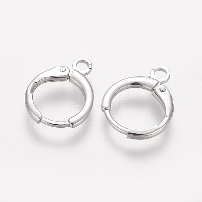 Brass Huggie Hoop Earring Findings X-KK-L179-04P-A-1