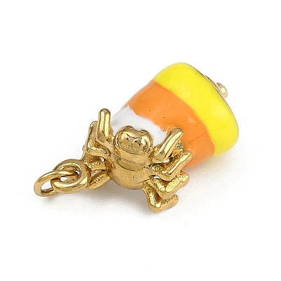 Halloween Theme 304 Stainless Steel Enamel Pendants X-STAS-L296-01G-1