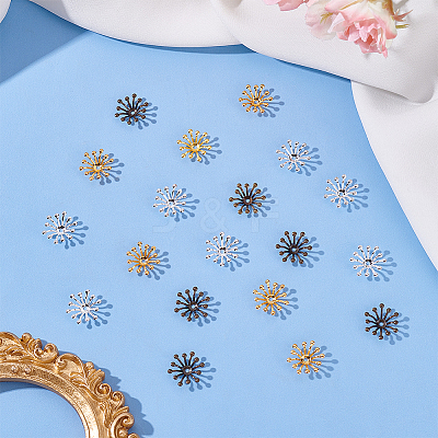 150Pcs 3 Colors Brass Bead Caps OHAR-ME0001-01-1