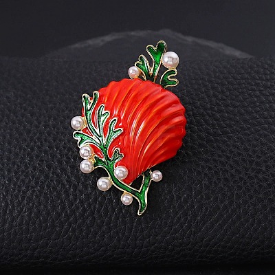 Enamel Plastic Pearl Brooch JEWB-K027-05G-1