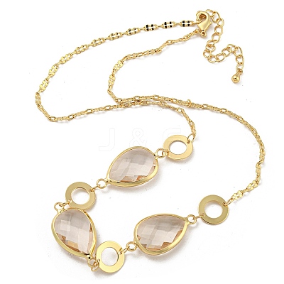Faceted Teardrop Glass Beads Bib Necklaces NJEW-R263-07G-1