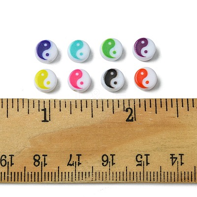 200Pcs Printed Opaque Acrylic Beads OACR-FS0001-54-1
