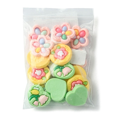 20Pcs 4 Styles Opaque Flower Resin Cabochons RESI-FS0001-55-1