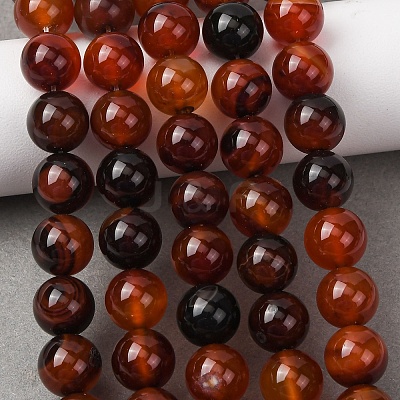 Dyed Natural Agate Round Beads Strands G-E321B-10mm-02-1