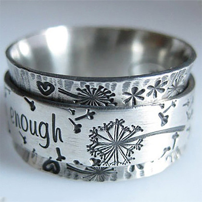 Dandelion with Word Pattern Alloy Finger Rings FS-WG2A4E2-04-1