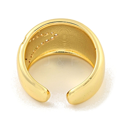 Brass Micro Pave Clear Cubic Zirconia Open Cuff Ring for Women RJEW-M173-13A-G-1