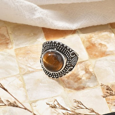 Natural Tiger Eye Adjustable Rings RJEW-I108-03AS-14-1