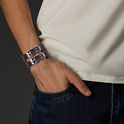 3Pcs 3 Colors Imitation Leather Cord Bracelet BJEW-FH0001-02-1
