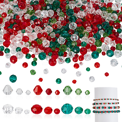 18 Strands 18 Styles Christmas Theme Transparent Glass Beads Strands GLAA-GA0002-21-1