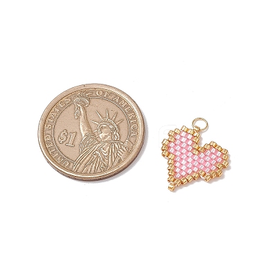 MIYUKI Delica Glas Seed Beaded Heart Pendants PALLOY-MZ00701-01-1