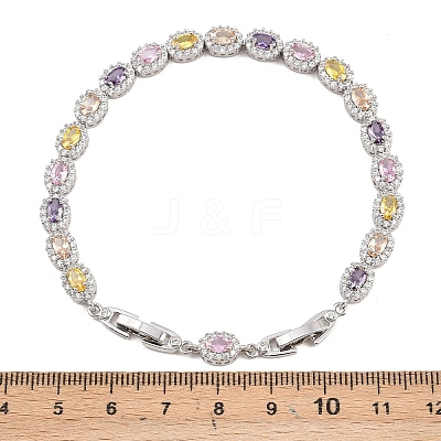 Platinum Tone Brass Micro Pave Cubic Zirconia Tennis Bracelets BJEW-B160-02P-03-1