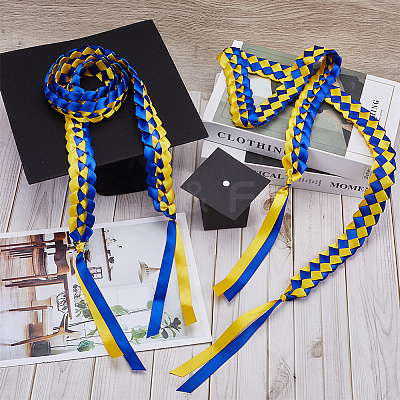 Two Tone Graduation Ribbon Leis FIND-WH0423-78C-1