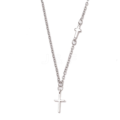 2Pcs 2 Colors Cross 304 Stainless Steel Pendant Necklaces for Women NJEW-JN05200-1