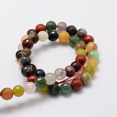 Faceted Round Natural Assorted Gemstone Bead Strands G-L437-44-8mm-1