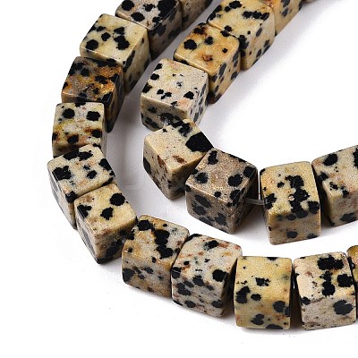 Natural Dalmatian Jasper Beads Strands G-T139-8x8-17A-1
