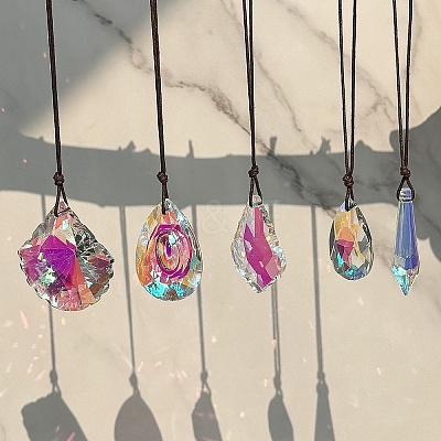 5Pcs 5 Styles Transparent Glass Suncatchers HJEW-YW00480-1