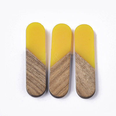 Transparent Resin & Walnut Wood Cabochons RESI-Q210-014A-B04-1