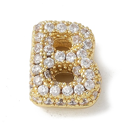 Brass Micro Pave Cubic Zirconia Beads X-KK-P290-61G-B-1