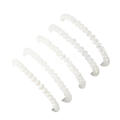 5Pcs Round Glass & CCB Beads Stretch Bracelets for Women BJEW-JB12675-1