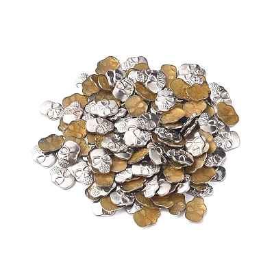 Brass Hotfix Skull Studs KK-WH0033-85S-1